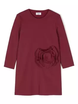 Il Gufo платье с цветочной аппликацией, красный