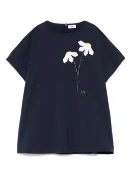 Il Gufo платье с цветочной аппликацией, синий