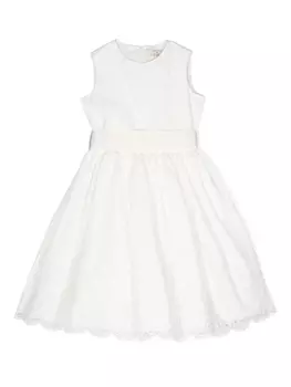 Il Gufo платье с кружевом и поясом, белый