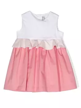 Il Gufo платье в стиле колор-блок с оборками, белый