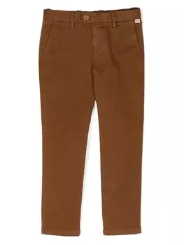 Il Gufo прямые брюки с нашивкой-логотипом, коричневый