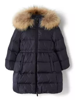 Il Gufo пуховик с капюшоном и мехом, синий