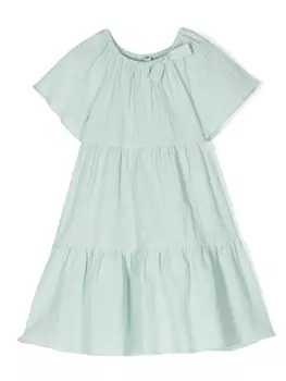 Il Gufo ярусное платье макси, зеленый