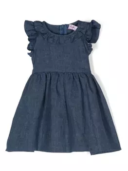 Il Gufo расклешенное платье с оборками, синий