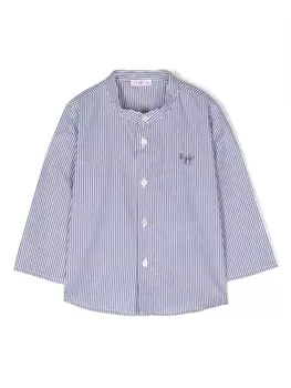 Il Gufo рубашка в полоску с вышитым логотипом, синий