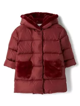 Il Gufo шуба из искусственного меха с капюшоном, красный