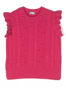 Il Gufo жилет из вирджинской шерсти фактурной вязки, розовый