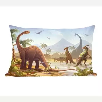 Иллюстрация динозавра MuchoWow - Пример долины с динозаврами - 60x40 см - Чехлы для подушек - Декоративные чехлы для подушек - Декоративные чехлы для подушек