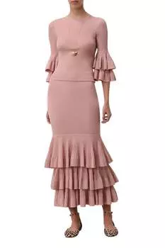 Иллюстрация Юбка с ярусами розового цвета Zimmermann