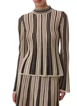 Иллюстрация Металлический трикотажный топ в черном/золотом цвете Zimmermann