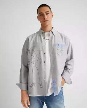 Иллюстрация рубашки каменного человека Desigual, цвет Piedra