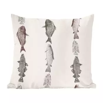Иллюстрация рыбы MuchoWow - винтажная иллюстрация из серии рыб - 40х40 см - чехлы на диванные подушки - без наполнителя