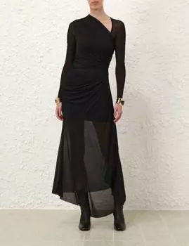 Иллюстрация Собранное Платье Черного Цвета Zimmermann