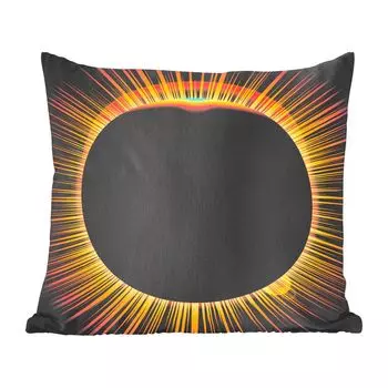 Иллюстрация солнечного затмения MuchoWow - иллюстрация солнечного затмения с золотыми лучами - 60х60 см - чехол на подушку - хлопчатобумажная ткань - декоративные чехлы на подушки