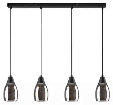 ILMARI E27 подвесной светильник 4x макс. 15 Вт, черный металл, тонированное стекло Ш: 72 см В: 120 см 10 см с диммированием Rabalux