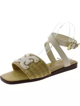 Ilsie женские кожаные туфли с квадратным носком на щиколотке Sam Edelman, цвет ivory/natural woven/leather