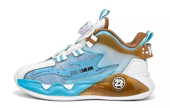 Imau Kids Баскетбольная обувь Детская, Небесно-голубой оранжевый