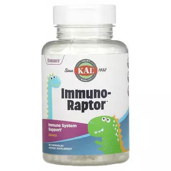Иммунная поддержка KAL Dinosaurs Immuno-Raptor со вкусам апельсина, 60 жевательных таблеток