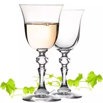 IMPERIAL Стильные бокалы для белого вина 150 мл, серия "Винтаж" набор из 2-х бокалов из хрустального стекла, можно мыть в посудомоечной машине IMPERIAL glass, прозрачный