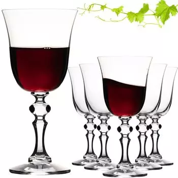IMPERIAL Стильные бокалы для красного вина 220 мл, серия "Винтаж" набор из 6 бокалов из хрустального стекла, можно мыть в посудомоечной машине IMPERIAL glass, прозрачный