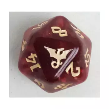 Имперский штамп d20, 25 мм — красный вихрь с золотом, Dragon Dice (Black Oak)
