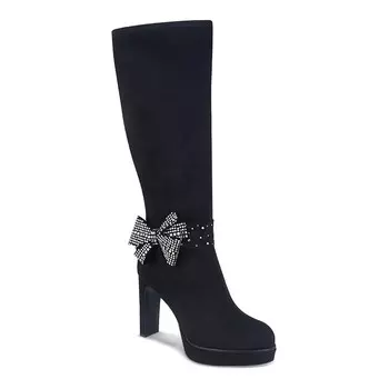 Impo Onneli Женские блестящие эластичные ботинки на платформе выше колена, черный