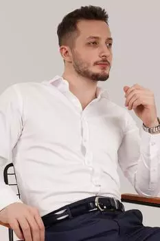 Импортная атласная белая рубашка в коробочке Etikmen, белый