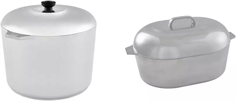 IMUSA USA Сверхмощная алюминиевая кастрюля Cajun объемом 14 литров и овальная жаровня 18 дюймов, серебро, Silver