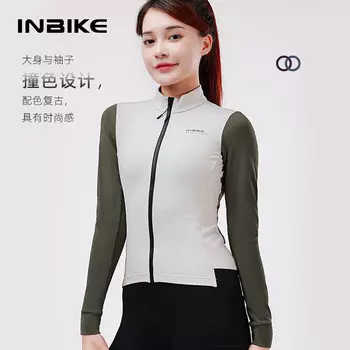 INBIKE флисовая теплая велосипедная куртка для мужчин и женщин осенью и зимой, а также флисовая теплая шоссейная куртка с длинными рукавами и верхом цвета хаки M