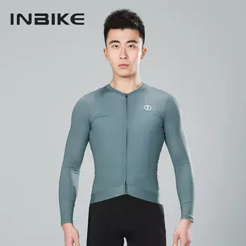 INBIKE летняя одежда для велоспорта, мужские топы, быстросохнущие, дышащие, тонкие, с длинными рукавами, солнцезащитные, дорожный велосипед, горный велосипед, темно-зеленый, L