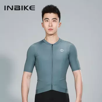 INBIKE летняя одежда для велоспорта с короткими рукавами, дышащие, быстросохнущие мужские топы, велосипедные дорожные горные велосипеды, темно-серые, зеленые, L