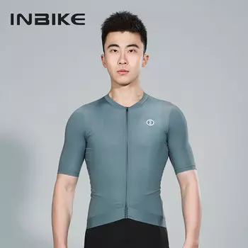 INBIKE летняя одежда для велоспорта с короткими рукавами, дышащие, быстросохнущие мужские топы, велосипедная дорога, горный велосипед, темно-серый, зеленый, M