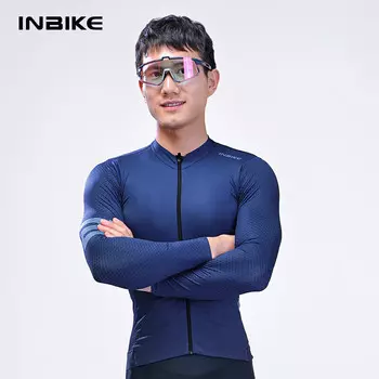 INBIKE осенне-летний шоссейный велосипедный трикотаж, мужской топ с длинными рукавами, дышащий, для горного велосипеда, голубой камень, синий M