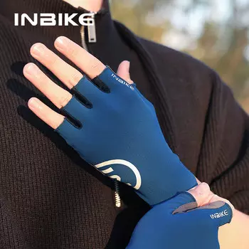 INBIKE шоссейные велосипедные перчатки амортизирующие перчатки с короткими пальцами для мужчин и женщин, профессиональные велосипедные велосипедные перчатки темно-синего цвета XL