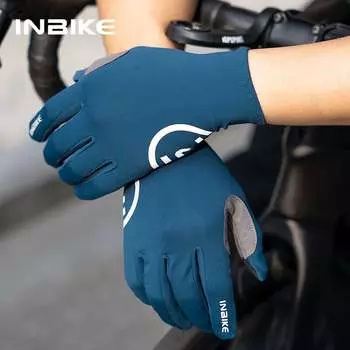INBIKE весенне-летние амортизирующие велосипедные перчатки для шоссейного велосипеда и горного велосипеда с полным охватом пальцев для мужчин и женщин, профессиональные темно-синие XL