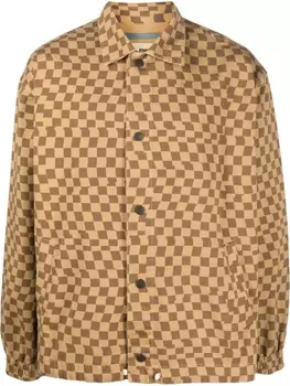 Incotex куртка-рубашка с графичным принтом, коричневый