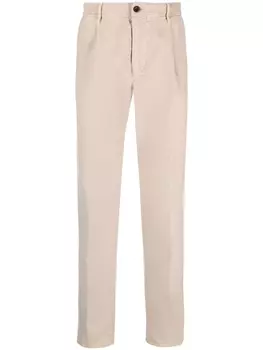 Incotex прямые брюки с вышитым логотипом, нейтральный цвет