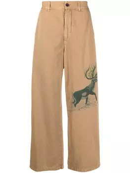 Incotex широкие брюки с принтом, коричневый