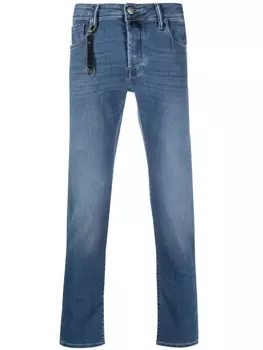 Incotex узкие джинсы с нашивкой-логотипом, синий