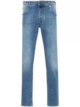 Incotex зауженные джинсы с нашивкой-логотипом, синий