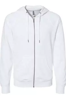 Independent Trading Co. Легкая махровая толстовка Icon с капюшоном и застежкой-молнией на всю длину, белый