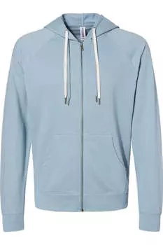 Independent Trading Co. Легкая махровая толстовка Icon с капюшоном и застежкой-молнией на всю длину, цвет misty blue
