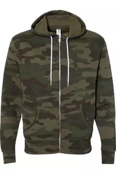 Independent Trading Co. Легкая толстовка с капюшоном и застежкой-молнией, цвет forest camo