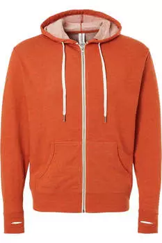 Independent Trading Co. Меланжевая толстовка из французского трикотажа с капюшоном и молнией по всей длине, цвет burnt orange heather
