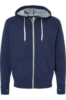 Independent Trading Co. Меланжевая толстовка из французского трикотажа с капюшоном и молнией по всей длине, цвет navy heather