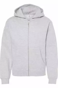 Independent Trading Co. Молодежная толстовка средней толщины с капюшоном и застежкой-молнией, цвет grey heather
