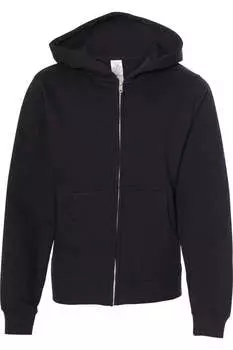 Independent Trading Co. Молодежная толстовка средней толщины с капюшоном и застежкой-молнией, черный