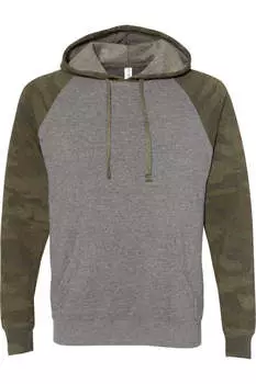Independent Trading Co. Special Blend реглан толстовка с капюшоном, цвет nickel heather/ forest camo