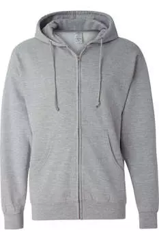 Independent Trading Co. Толстовка средней плотности с капюшоном и застежкой-молнией, цвет grey heather