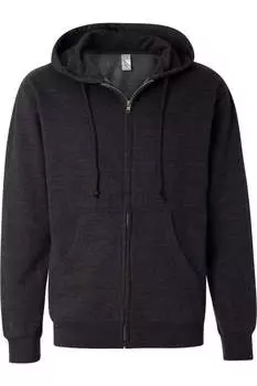 Independent Trading Co. Толстовка средней плотности с капюшоном и застежкой-молнией, цвет charcoal heather